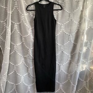 Forever21 black midi high neck body con dress size S